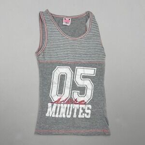 Y2K Girly Sequin Graphic Tank Striped Jersey Women's Size Small Embellished